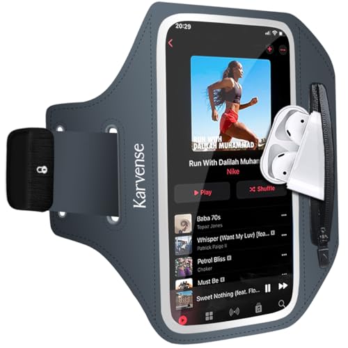 Phone Holder for Running-Arm Band for Running for iPhone & Samsung Galaxy, Cell Phone Armband Holder for Walking, Gym, Workout, Men, Women, w/Adjustable Strap & Zipper Pocket (Grey-M) - color: Grey, size: M-6.3'': iPhone Pro&1X/Galaxy S&A