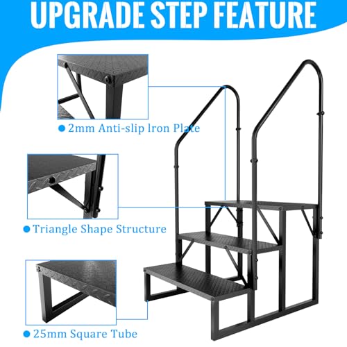 RV Step 3 Step Ladder with 2 Handrails - size: 3 Step-2