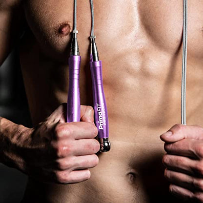 PrimaFIT Pro Speed Jump Rope for Adults, Weighted Skipping Rope for Boxing - color: Purple