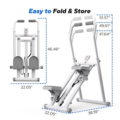MERACH Stair Stepper with Adjustable Resistance, Foldable Stair Climber - color: White & Pink