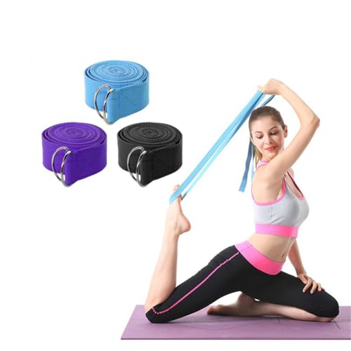 Yoga Strap Stretching Adjustable D-Ring Buckle Non-Elastic Yoga Belt for Pilates Gym Workouts Improve Flexibility - color: Purple