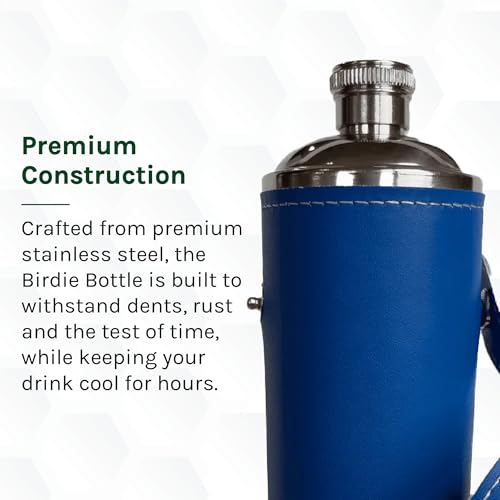 12oz Blue Flask with 4 Shot Glasses – Stainless Steel with Waterproof Leather Case, Leakproof, Discreet and Travel-Ready - color: Royal Blue, size: 12oz Standard