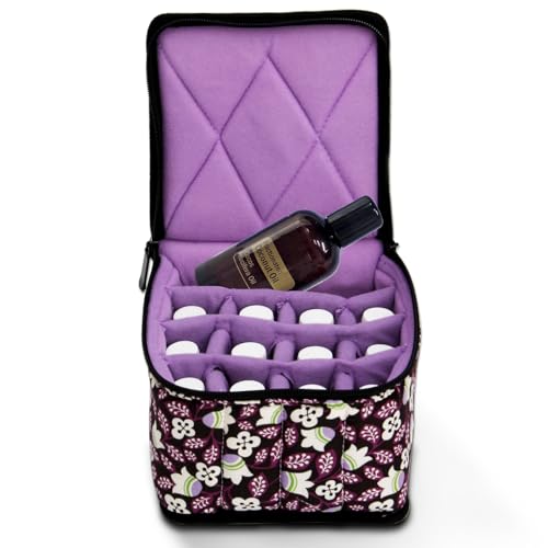 Weljoy Essential Oil Case 13 Bottle Organizer for 30ml 50ml 100ml 115ml 8oz, Travel Bag with Adjustable Dividers Foam Padded for Aromatherapy Roller Dropper Bottles (Bellwort, 5.9x5.9x5 in) - color: bellwort