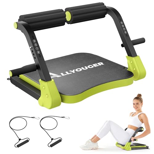 Ab Machine,Sit Up Exercise Equipment& Core Machine,Adjustable Ab Trainer with 3 Resistance Levels and Removable Auxiliary Handle,perfect for home workouts and those looking to lose weight - color: Green