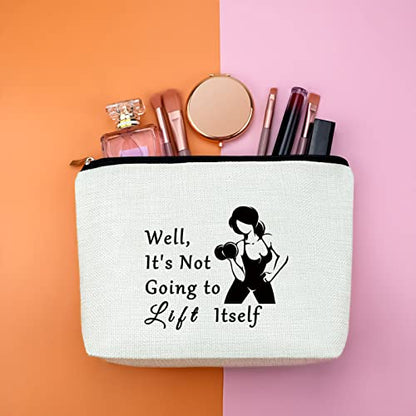 Fitness Lover Gift Weightlifting Makeup Bag Fitness Instructor Gift Weightlifter Cosmetic Bag Thank You Gift for Fitness Coach Appreciation Trainer Gift Coworker Retirement Gift - color: Fitness Lover Gift