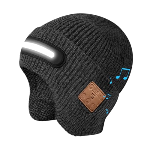 Bluetooth Beanie with Light, HD Stereo Sound and 230° Wide Beam Light for Fishing Hiking & Working, Stocking Stuffers - color: White Led Strip