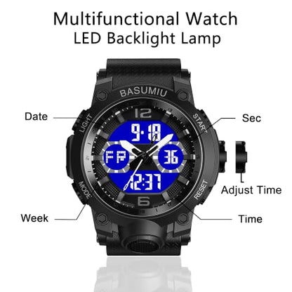 Military Digital Watches for Men Waterproof Work Mens Watch Sports - color: I-Black2