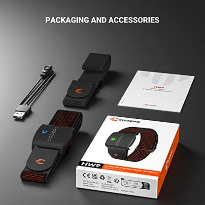 COOSPO HW9 Bluetooth 5.0 ANT+ Heart Rate Monitor Armband with HR Zones/Calories Burned, Optical HRM Sensor for Fitness Training/Cycling/Running,Compatible with Peloton,DDP Yoga,Wahoo