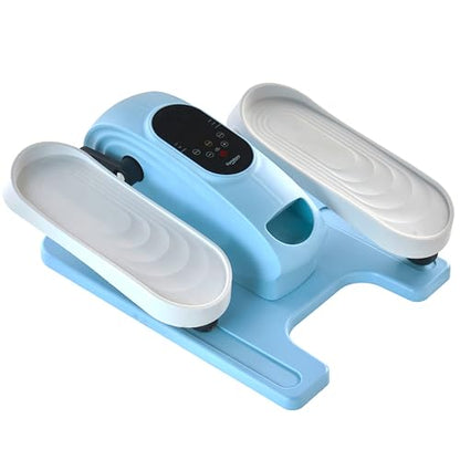 Under Desk Elliptical Exercise Machine, Electric Leg Exerciser with 12 Speeds, Forward & Reverse Modes,Quiet Compact Seated Pedal Stepper Machine with Remote Control for Seniors & Adults - color: Blue