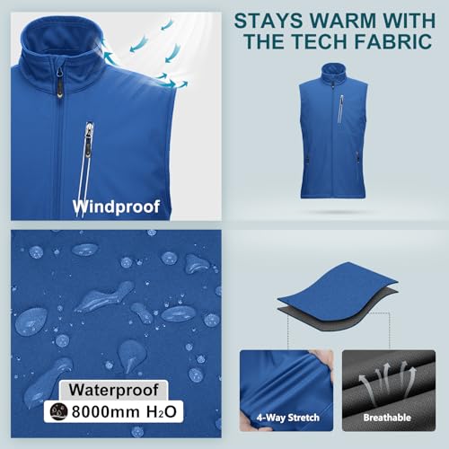 33,000ft Men's Windproof Lightweight Golf Vest Outerwear Sleeveless Jacket - color: Azure, size: Medium