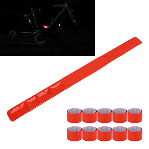 BORDSTRACT 10PCS Reflective Snap Bands, Reflective Wristband, High Visibility Slap Safety Bands for Clothing, Sports, Running, Jogging and Riding(Orange)