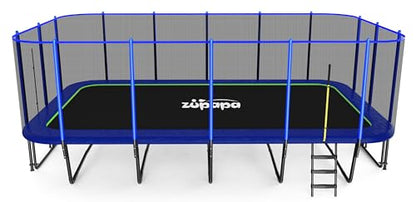 Zupapa 2500LBS Weight Capacity Rectangle Trampoline 13x23FT Outdoor Square Gymnastics Trampolines with 10-Year Quality Assurance for Kids Adults Large Commercial Grade Rectangular Pro Trampoline