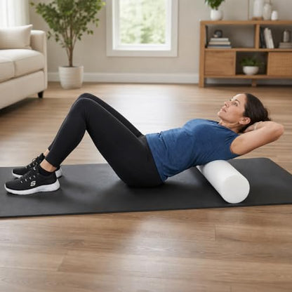 Medium/Firm White PE Foam Roller (12" Half Round) - size: 12" Half Round