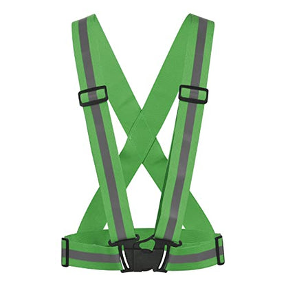 MECCANIXITY Reflective Vest Adjustable 360 Degree High Visibility Safety Vest for Cycling Running Walking - color: Dark Green