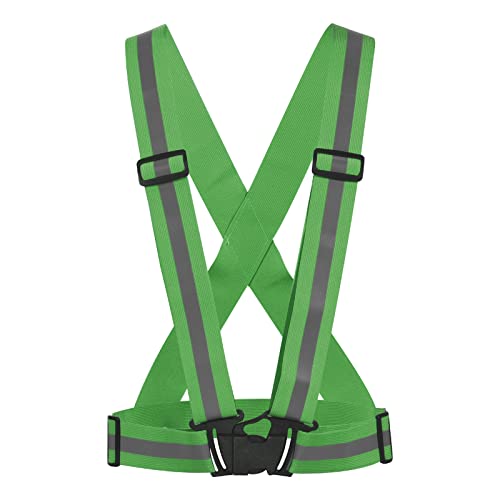 MECCANIXITY Reflective Vest Adjustable 360 Degree High Visibility Safety Vest for Cycling Running Walking - color: Dark Green