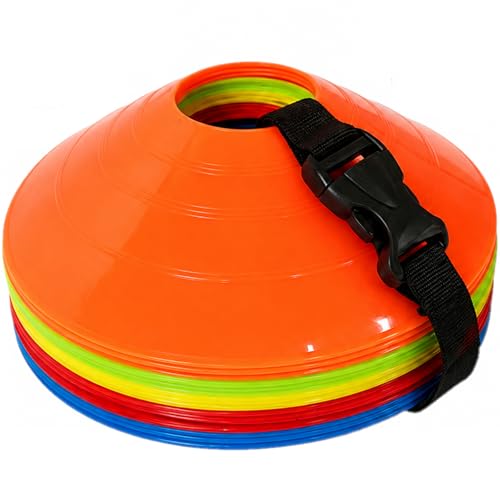 Flexible Soccer Cones (Set of 60/50/40/25) with Mesh Bag & Strap, Sports Cones for Soccer, Basketball, Football Training Equipment, Agility Soccer Cones for Drills Training - size: Pack of 15 - Multi Colors