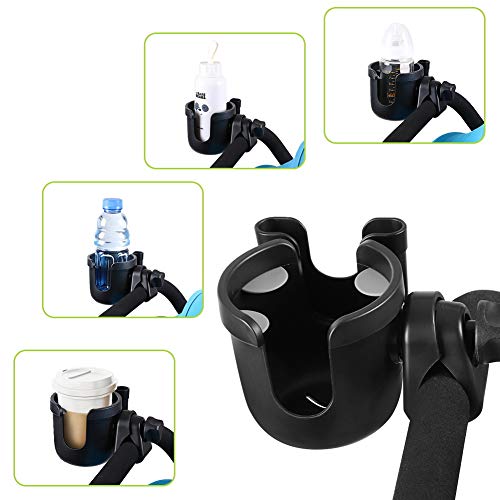Accmor Stroller Cup Holder with Phone Holder, Bike Cup Holder, Universal Cup Holder for Uppababy Nuna Strollers, 2-in-1 Drinks Holder for Walker, Wheelchair, Scooter - color: All Black & All Black