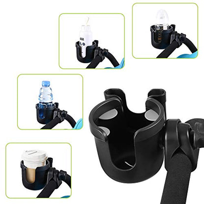 Accmor Stroller Cup Holder with Phone Holder, Bike Cup Holder, Universal Cup Holder for Uppababy Nuna Strollers, 2-in-1 Drinks Holder for Walker, Wheelchair, Scooter - color: All Black & All Black