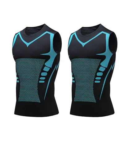 Compression Shirt Men Slimming Body Shaper Vest Crewneck Workout Tank Top - color: Black+black, size: Small