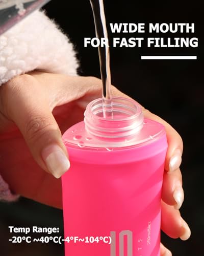 WRELS TPU Soft Flask Lightweight Portable Reusable Water Bottle,BPA Free Collapsible Flask for Hydration Pack in Running Hiking Cycling and Marathon - color: 150ml/5.07oz-2 Pack-Pink