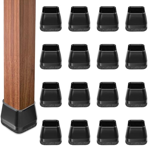 BAIPOK 28Pcs Square Chair Leg Floor Protectors with Thickened Felt Pads - color: Black, size: X-Small
