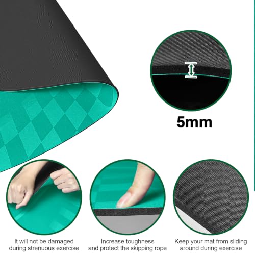 Jump Rope Mat Outdoor Indoor,Oval 52'' x 36'' Non-slip Fitness Exercise Mat - color: Green