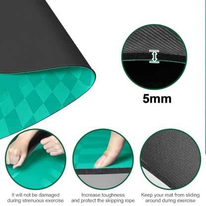Jump Rope Mat Outdoor Indoor,Oval 52'' x 36'' Non-slip Fitness Exercise Mat - color: Green