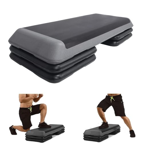 HTTMT- 43'' Adjustable Sports Exercise Aerobic Step Platforms Fitness Exercise Stepper W/Risers 4" 6" 8" Home Gym [P/N: ET-HOME006-6-8-BK]