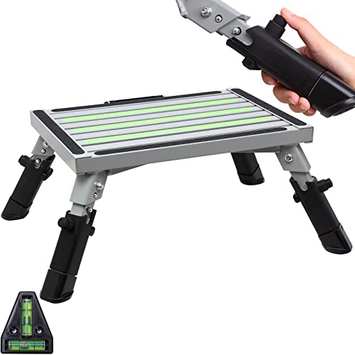 Homeon Wheels Adjustable RV Step, Reflective Strip Non-Slip Platform - color: Gray Luminous