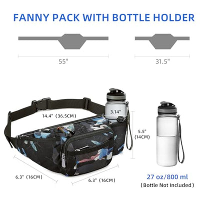 NOOLA Fanny Pack with Water Bottle Holder, Hiking Waist Bag for Men Women - color: Floral