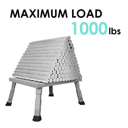 Adjustable RV Step Stool, Wide Platform, Foldable Legs, Silver - color: Silver