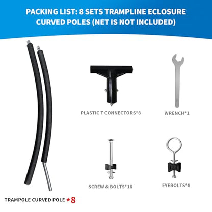 8 Pcs Trampoline Curved Pole Replacement with Mounting Hardware
