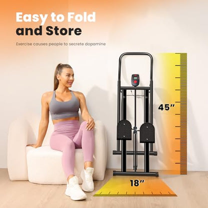 Vertical Climber, Pro Stair Stepper for Full-Body Workout, Compact & Foldable Cardio Exercise Stair Climber with Extended Step Range, Improved & Adjustable Handlebar & Pedals.