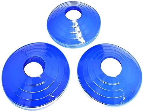 BlueDot Trading High Visibility Disc Cones for Sports, Agility Training, Soccer, Football, Field Cone Markers for Adults or Kids, Blue, Quantity 100-Pack