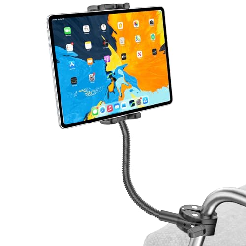 Tablet Holder for Wheelchair Arm [Pro Version] Long Arm Gooseneck Electric Wheelchair Tablet Mount Clamp for iPad Pro12.9 11 Air Mini, Galaxy Tab, iPhone, 4-13" Device