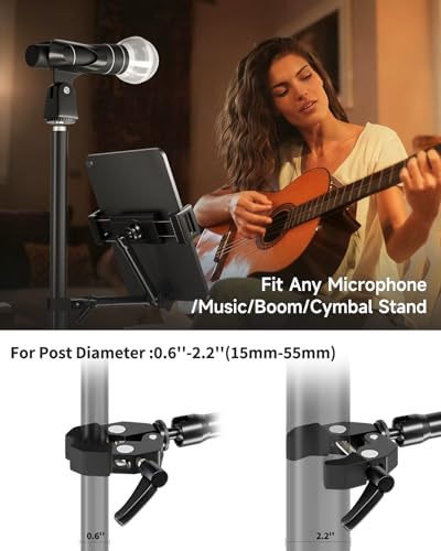 iPad Holder for Mic Stand, 360° Rotating Tablet Mount, 4.7"-13" Devices - size: Long Arm