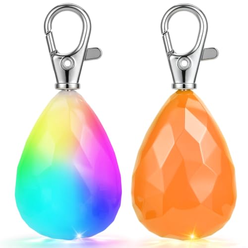 Novkin 2-Pack Rechargeable Dog Light, Dog Collar Light,Waterproof,3 Modes LED Dog Safety Lights,Multiple Color Options,Clip On Collar, Leash or Harness，Night Light for Running,Walking(White&Orange) - color: Orange&Multi-color