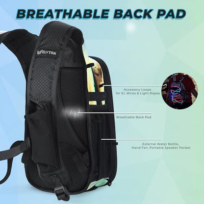 ELYTRA Air Hydration Pack with 2L Bladder, Magnetic Tube Clip | Customizable Rave & Festival Backpack | Lightweight Hydration Backpack for Hiking, Running, Biking & Outdoor Adventures - color: Galaxy
