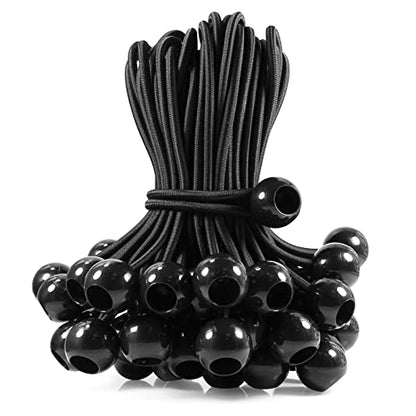 Bungee Cord with Balls 15 Inch, UV Resistant, Black, 50- Piece - size: 15 inch X 1 inch Ball