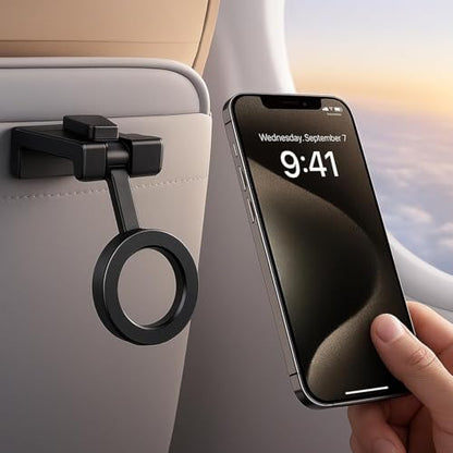 Mizi Airplane Phone Holder – Magnetic Travel Phone Mount for Airplane Seat Back, Hands-Free Flight Essentials Compatible with iPhone 17-12 Pro Max/Air/Plus/Mini with Magnetic Case - Black - size: C298