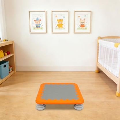 Square Kids Trampoline Bounce Board Indoor Outdoor Balance Toy Orange