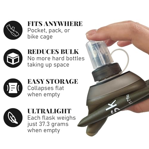 2Pcs 500ml Soft Flask, TPU Collapsible Soft Water Bottle for Hydration Pack, Running Vest, Leak-Proof Folding Water Bottle for Hiking Cycling Climbing Jogging- Grey - color: 500ML Grey