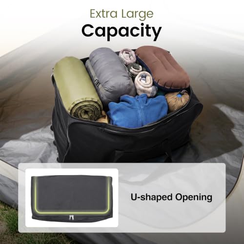REDCAMP 85L/120L/140L Foldable Duffle Bag with Wheels, Large Travel Duffel Bag - color: Black