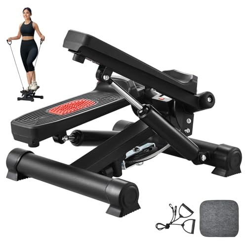 Happybuy Stair Stepper,330lbs Load Capacity, Mini Stepper for Exercise at Home, Hydraulic Fitness Twist Stepper with Resistance Bands,Full Body Workout Cardio Equipment,Stair Climber with LCD Monitor