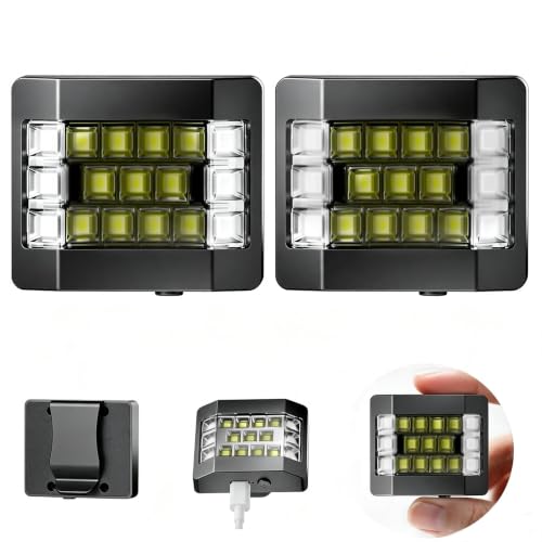 Running Light for Runners, Clip on Flashlight, Rechargeable LED Safety Light for Walking at Night, Portable EDC Flashlight, Small Work Light Warning Flashing Camping Hiking Gear (Black-2) - color: BLACK-2
