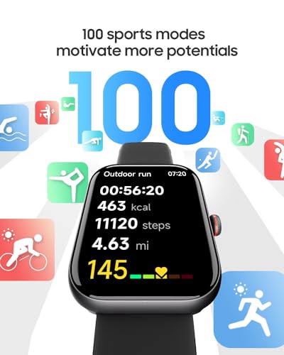 1.91" Smart Watch for Men Women with ALEXA, Fitness Watch for Android iOS - color: Black