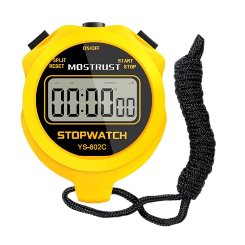 Stopwatch Sports Timer, Digital Stop-Watch - style: 1Lap Non-waterproof Yellow