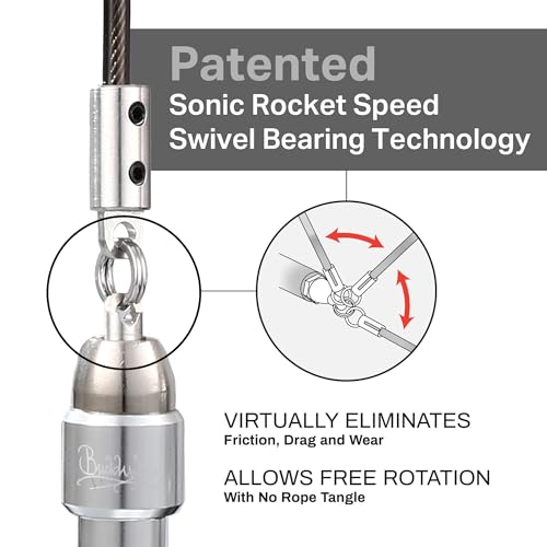 Buddy Lee Aero Speed Jump Rope 2.0 Upgraded Version with Sonic Rocket Speed Swivel Bearing | Tangle-Free & Adjustable Jump Rope for Men & Women - For Fitness, Double-Unders, and Cross-Training - color: Silver