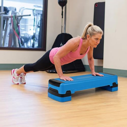 Goplus 35.5" Aerobic Step Platform w/4 Risers, 3-Level Adjustable 6" 8" 10" - color: Blue