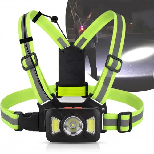 Running Lights for Runners 800LM, 5 Modes Running Light with 65°Adjustable Tilt, IPX5 Waterproof Rechargeable Visibility Reflective Vest for Night Walking/Cycling/Jogging, 4-12Hrs Runtime